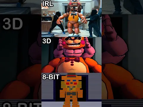 FNaF 2 Movie Freddy VS Toy Freddy - IRL VS 3D VS 8-BIT
