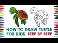 How to Draw Turtle for Kids Step by Step and Coloring Pages of Turtles