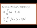 How To Evaluate Definite Integrals Using Geometry Triangles and a Circle