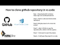 Github Lesson 1 - How to clone github repository in vs code