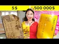 $5 VS GOLD UNLIMITED CARD || Extreme Budget Challenge! RICH vs BROKE by 123GO! CHALLENGE