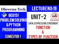 GE8151 PROBLEM SOLVING AND PYTHON PROGRAMMING PSPP Manojkumar Lectures Function types