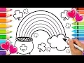 Saint Patricks Day Rainbow and Pot of Gold Coloring Page Printable Saint Patricks Day for Kids