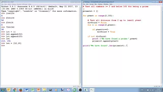 6 Playing with loops modulo operator and appending lists prime generator AE1205 Python