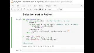 Day 47 Selection sort in Python