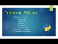 Tokens in Python Rules of naming an identifier Variables Comments Unit-2 Class-11th CS
