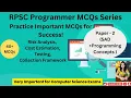 RPSC Programmer Exam Paper 2 40 MCQs on Testing Risk Analysis Cost Estimation Collections
