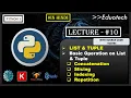 Python Tutorial list and tuple data type in python in Hindi Eduotech