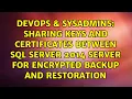Sharing keys and certificates between SQL Server 2014 server for encrypted backup and restoration