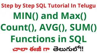 SQL MIN MAX COUNT AVG SUM Functions in Telugu SQL Full Course in Telugu SQL MIN MAX Telugu