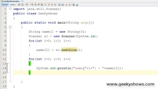 249 Getting String 1D Array input from user in Java Programming Hindi