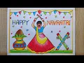 Navratri drawing easy Dussehra festival drawing Navratri Special drawing Dussehra Poster drawing