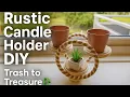 Easy Rustic Candle Holder DIY Jar Lid Burlap Boho Decor