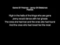 Podrick - Jenny of Oldstones Lyrics ( Game of thrones ) A song could make you cry
