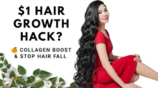 $1 Hair Growth Routine! DIY Hair Growth Potion + Collagen Drink for Dry Hair & Hair Fall