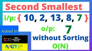 Find second smallest number in an Array TCS Java Hindi