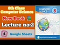 8th class Computer Science New Book Unit 4 Google Sheets - lecture 2