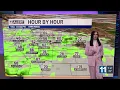 Much cooler Friday with showers and storms