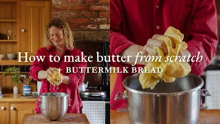 How to Make Butter From Scratch & Homemade Buttermilk Bread | Easy Recipe