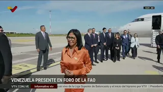 Delcy Rodríguez llega a Roma para Foro Mundial de Alimentación de la FAO, 11 de octubre de 2026