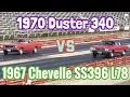 1967 Chevelle SS396 L78 vs 1970 Plymouth Duster 340 - PURE STOCK DRAG RACE