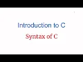 Introduction To C Language Basic Syntax Of C Language In Hindi