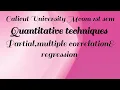 Mcom 1st sem quantitative techniques partial multiple correlation regression Calicut University