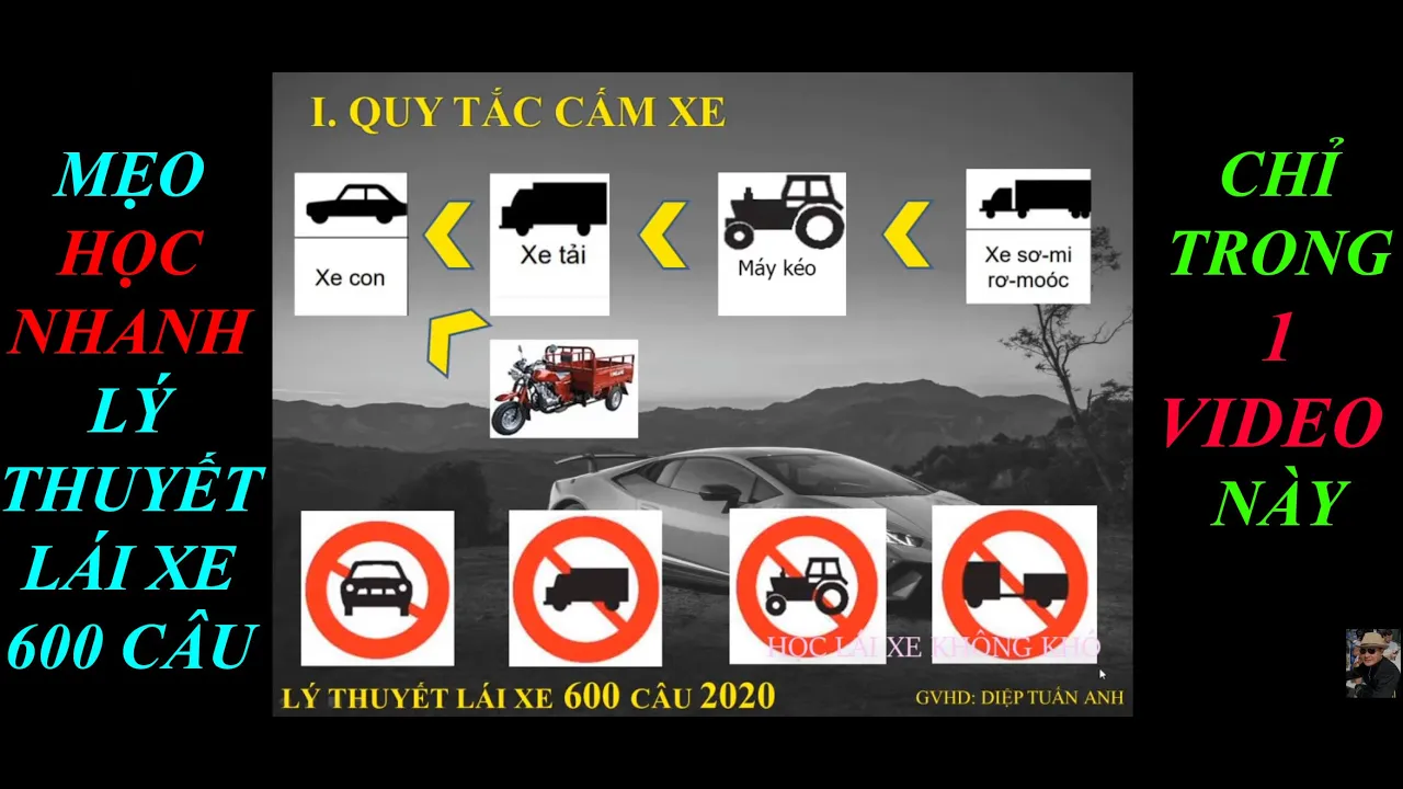 HỌC MẸO CẤP TỐC LÝ THUYẾT LÁI XE 600 CÂU CHỈ VỚI 1 VIDEO