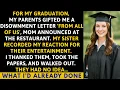 My Parents Gave Me Disownment Papers For My Graduation... Until The CEO Called My Name...They Froze