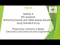 VTU ITC 18EC54 M4 L4 Hamming bound and Table lookup decoding using standard array
