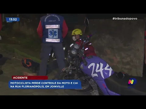 Acidente: motociclista perde controle da moto e cai na rua Florianópolis, em Joinville