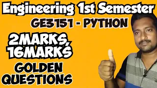GE3151 Problem Solving and Python Programming Important questions 2025 Engineering king