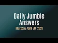 Daily Jumble April 30 2020 Jumble Answers for 2020