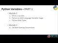 4 Python - Variables Topic Agenda