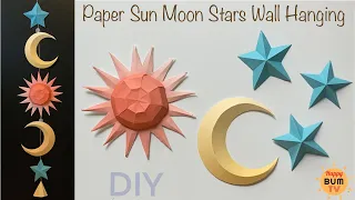 Download SUN MOON \u0026 STARS WALL HANGING | DIY HOME DECOR IDEAS I EASY DIY PAPER CRAFTS MP3
