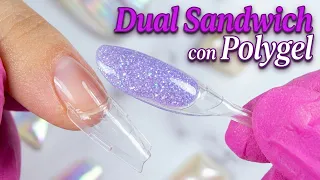 ¡La Forma MÁS FÁCIL de Trabajar POLYGEL! Uñas con Moldes DUAL SANDWICH Paso a Paso