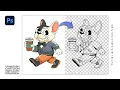 Fastest Way to Transform a Cartoon Drawing to Lines and Make It Transparent in Photoshop