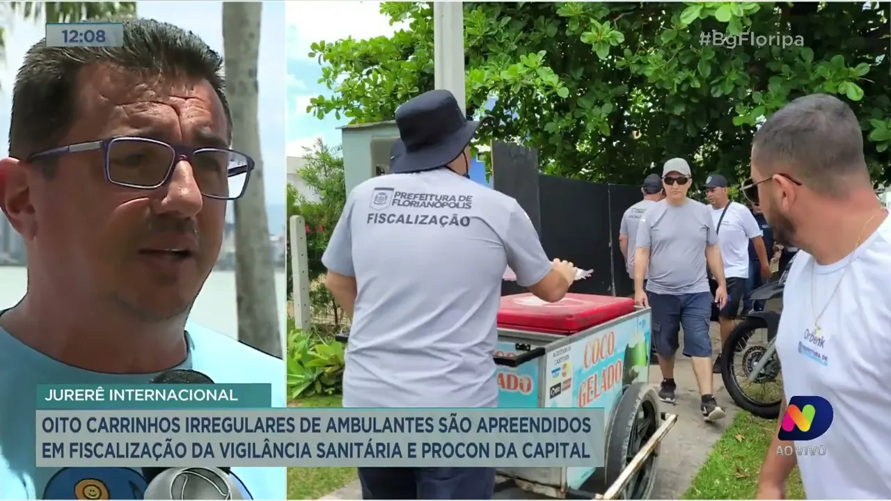 Ambulantes, de Florianópolis, fogem da fiscalização jogando-se no mar