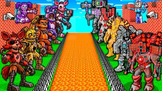 SURVIVAL BASE of FNAF vs TITAN BOSS TEAM and TV WOMAN & SPEAKER MAN in MINECRAFT animation