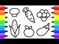 How to draw Vegetables for Baby Coloring book and Drawing for Kids