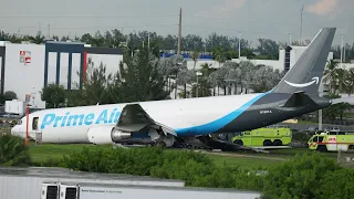 Federal investigators probe Amazon cargo jet's fiery runway crash that killed 5