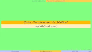 String Concatenation VS Addition in Printing Statement Java Programming program07 and program08