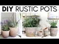 DIY AGED POTS RUSTIC DECOR AGED TERRACOTTA PLANTERS AFFORDABLE DECOR FAUX ANTIQUE EFFECT