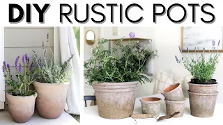 DIY AGED POTS RUSTIC DECOR AGED TERRACOTTA PLANTERS AFFORDABLE DECOR FAUX ANTIQUE EFFECT