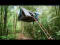Crafting Survival Bushcraft shelter On Tree | Alone In Forest 
