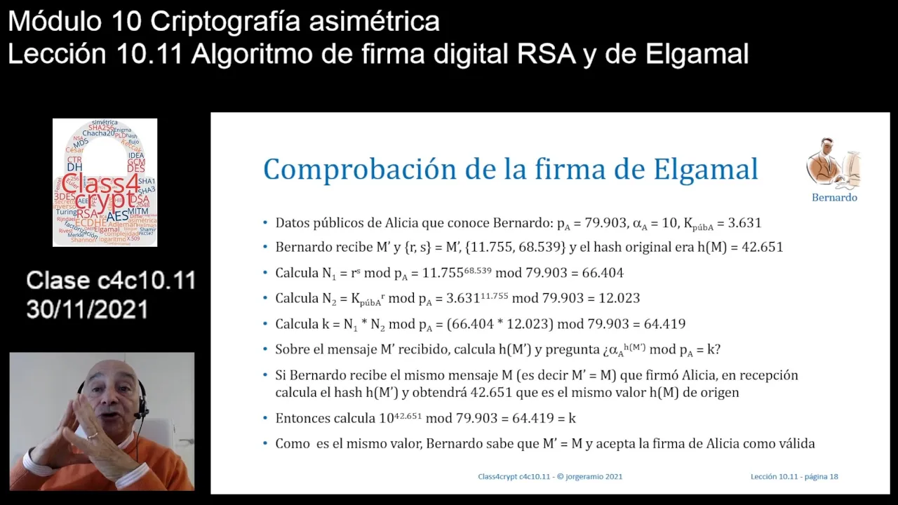 Class4crypt c4c10.11 Algoritmos de firma digital RSA y de Elgamal
