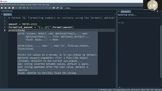 Python 76 Formatting numbers as currency using the format method