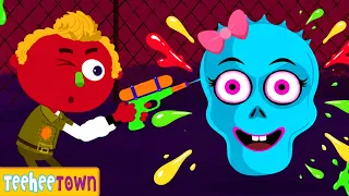 💀 Learn Colors With Skeleton Face Splatter 🎨 | Spooky Scary Songs By Teehee Town