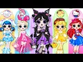 Download Lagu Disney Princess \u0026 Wednesday Glow Up Into Sanrio Fashion | DIY Papieren Poppen Mode