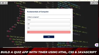 Build a Quiz App With Timer Using HTML CSS Javascript Quiz Web App With HTML CSS Javascript